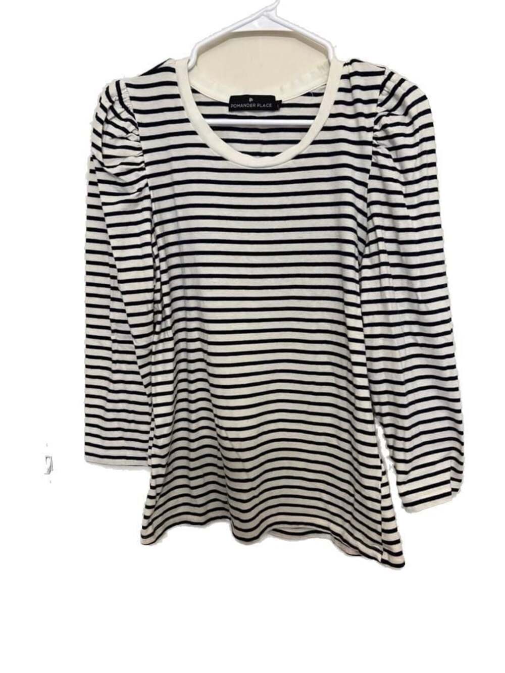 Pomander Place Striped Puff Sleeve Long Sleeve Top, Size L